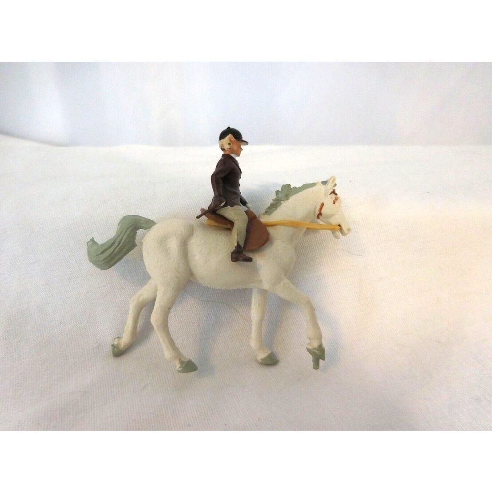 Britains Young Girl Rider ON White Horse with Saddle  Reins #2080 New Vintage‎